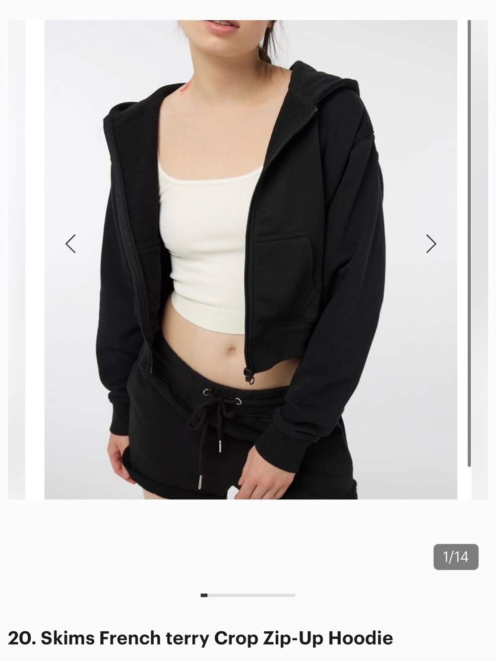 Skims French terry crop zip up hoodie